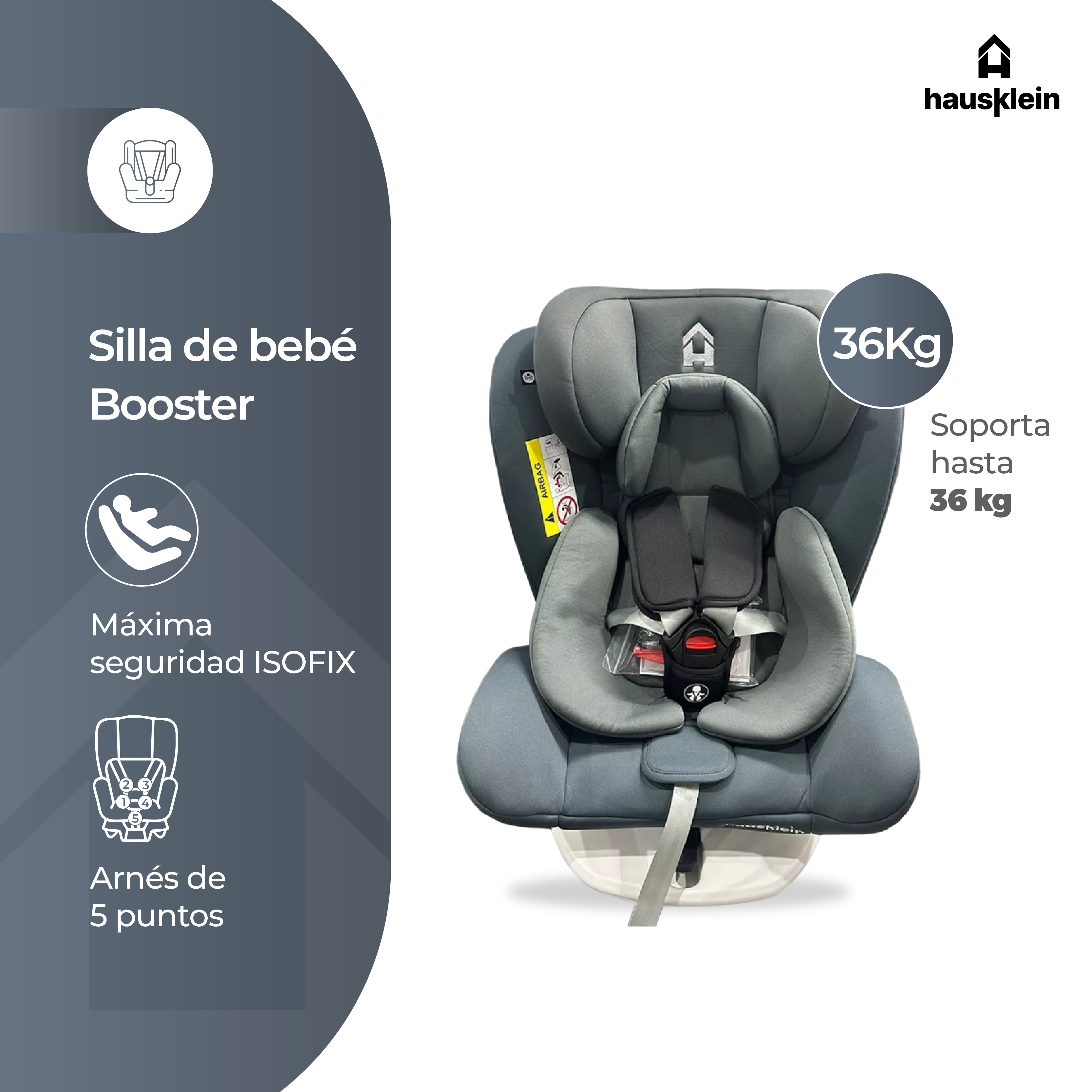 Foto 3 pulgar | Autoasiento para Bebé Hausklein para Coche Arnes 5 Puntos