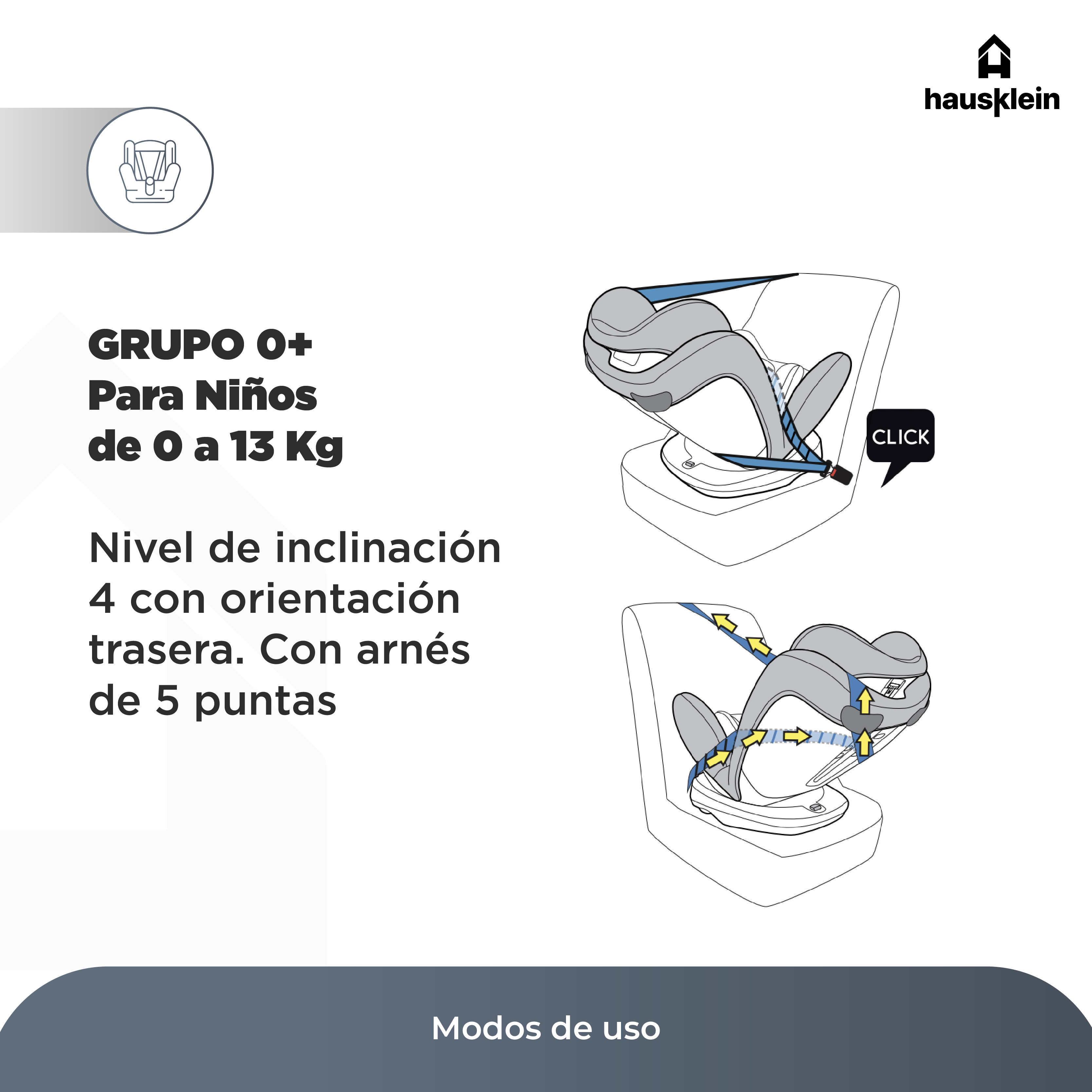 Foto 6 pulgar | Autoasiento para Bebé Hausklein para Coche Arnes 5 Puntos