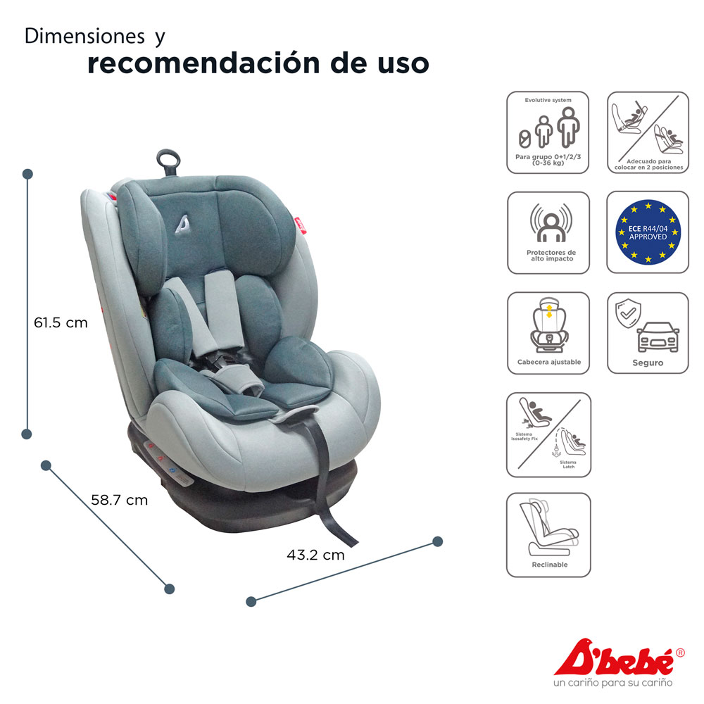 Foto 4 pulgar | Autoasiento D'bebé con Isofix Mare Travel Gris