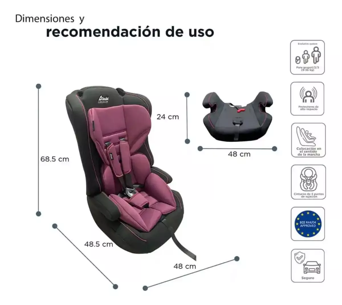 Foto 6 pulgar | Autoasiento D'bebé Maxi color Rosa