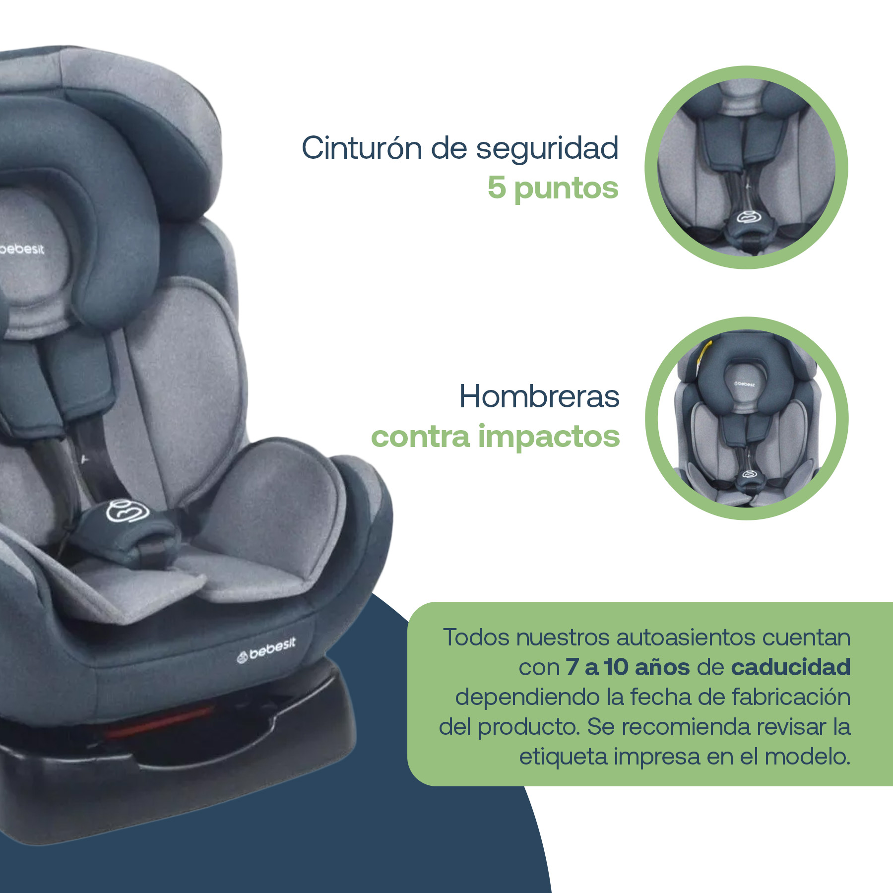 Foto 4 pulgar | Autoasiento Bebe Bebesit Orion Portabebe Silla Niños Carro Gris