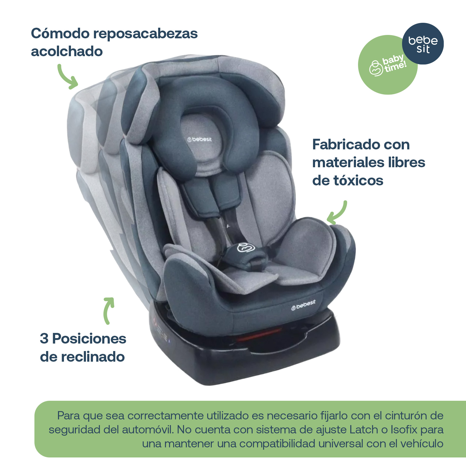 Foto 6 pulgar | Autoasiento Bebe Bebesit Orion Portabebe Silla Niños Carro Gris