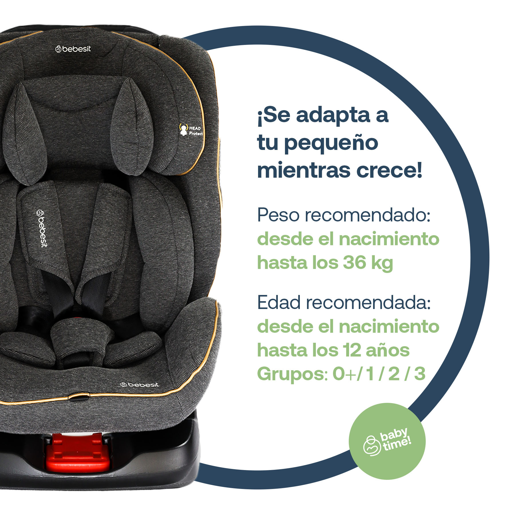 Foto 3 pulgar | Autoasiento Bebe Bebesit Supra Portabebe Silla Niños Carro Negro