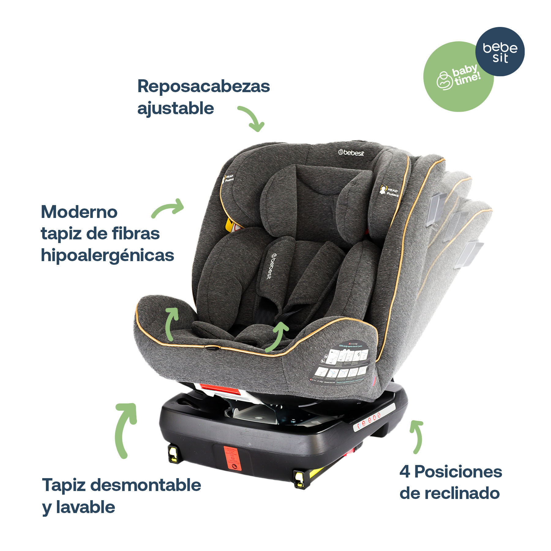 Foto 7 pulgar | Autoasiento Bebe Bebesit Supra Portabebe Silla Niños Carro Negro