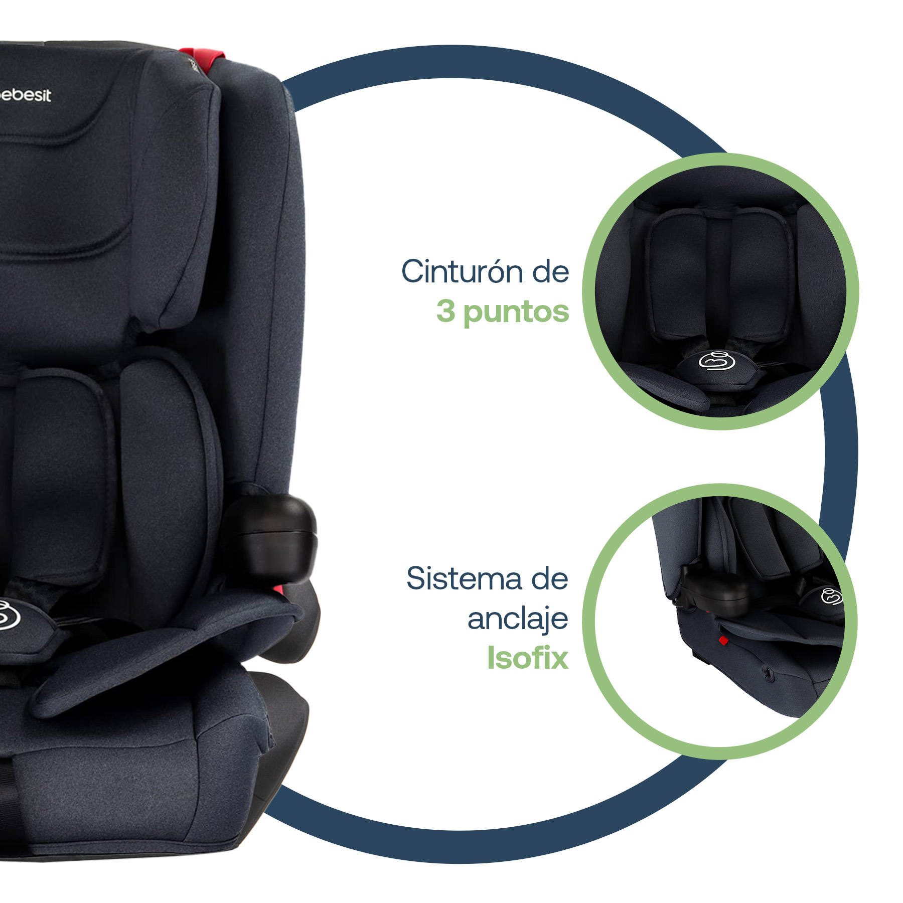 Foto 5 pulgar | Autoasiento Bebe Bebesit Smart Fix Booster Silla Alzador Negro