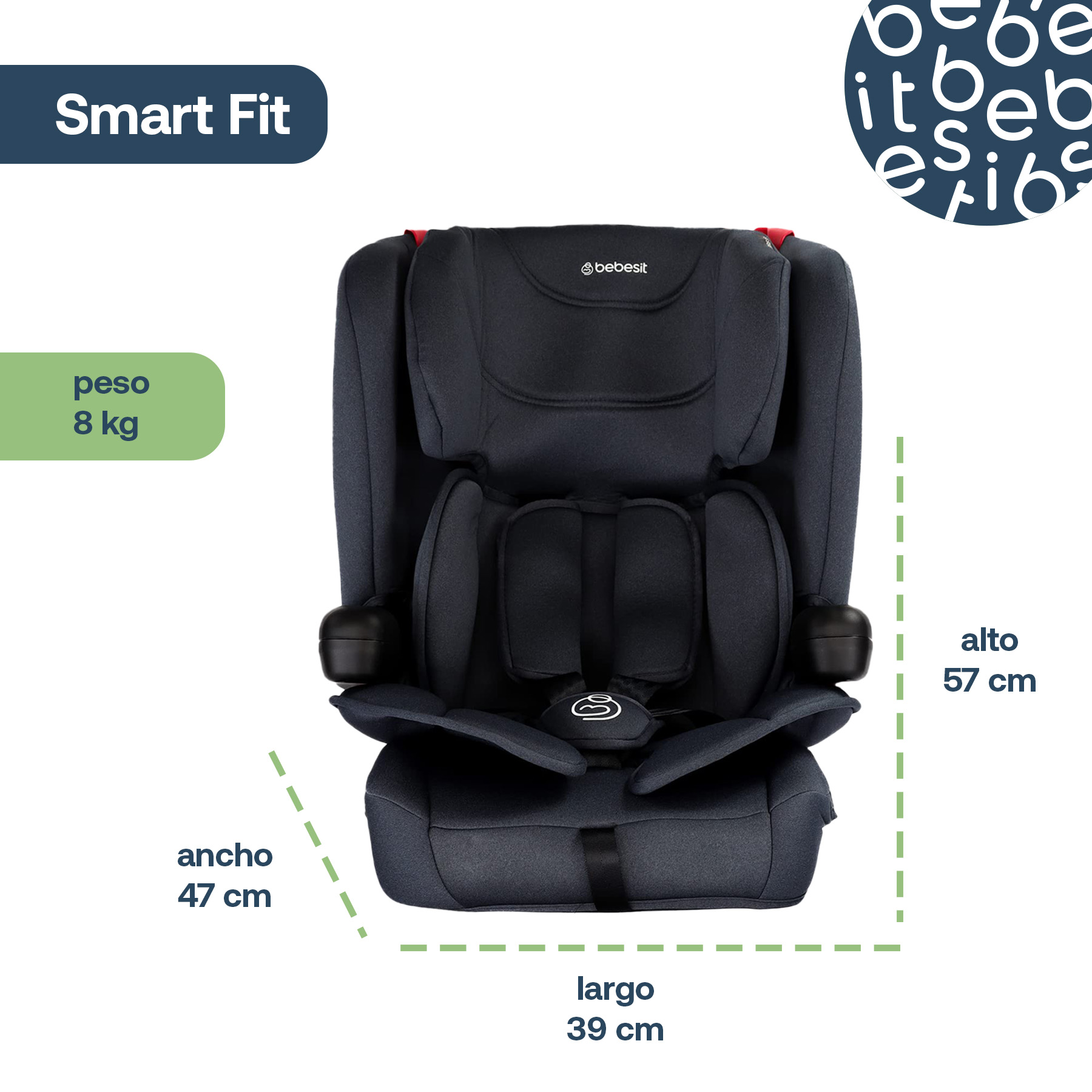 Foto 8 pulgar | Autoasiento Bebe Bebesit Smart Fix Booster Silla Alzador Negro