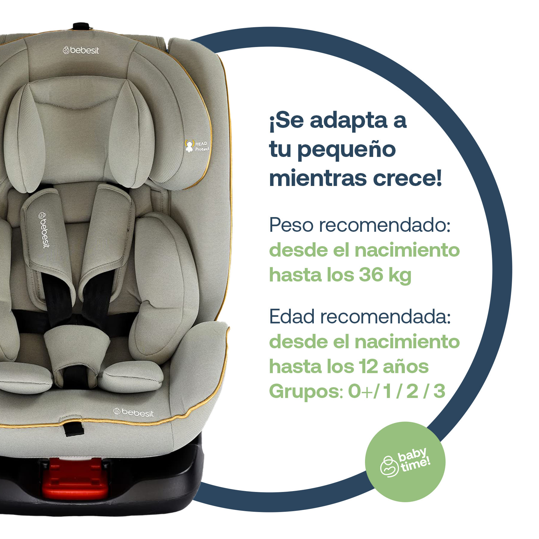 Foto 3 pulgar | Autoasiento Bebe Bebesit Supra Portabebe Silla Niños Carro Gris