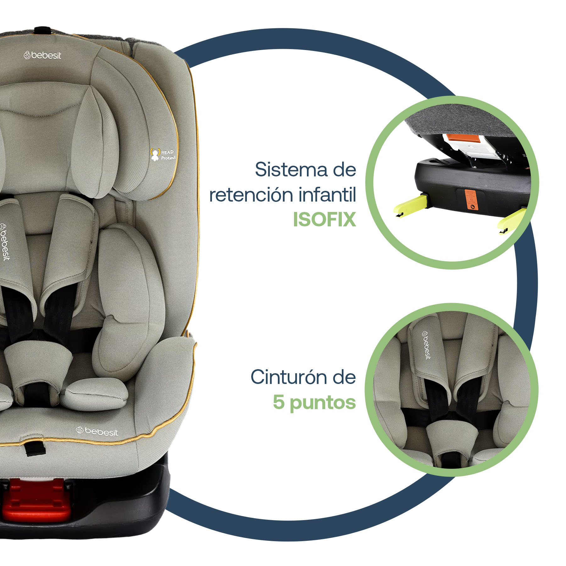 Foto 3 | Autoasiento Bebe Bebesit Supra Portabebe Silla Niños Carro Gris