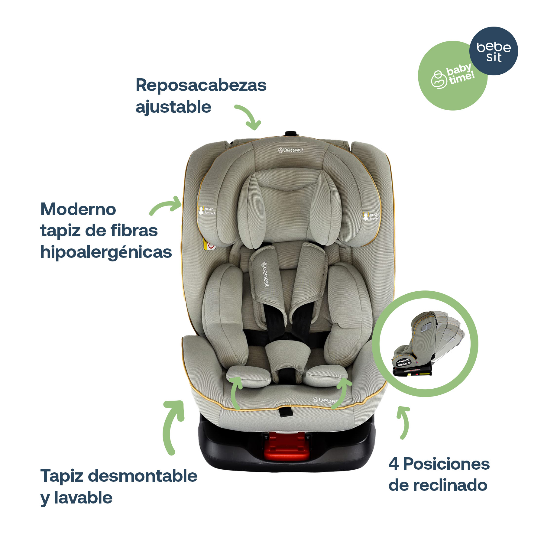 Foto 7 pulgar | Autoasiento Bebe Bebesit Supra Portabebe Silla Niños Carro Gris