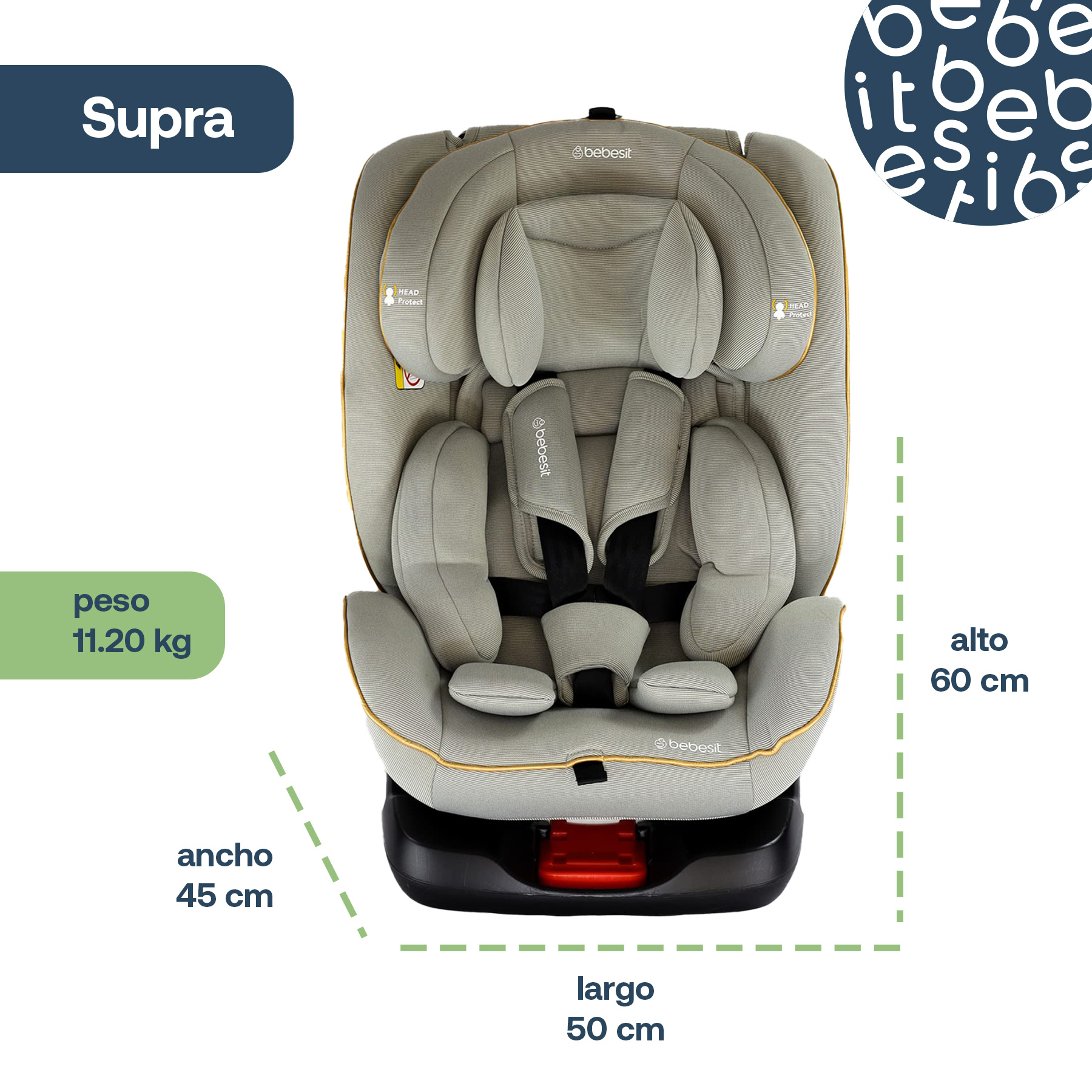 Foto 7 | Autoasiento Bebe Bebesit Supra Portabebe Silla Niños Carro Gris