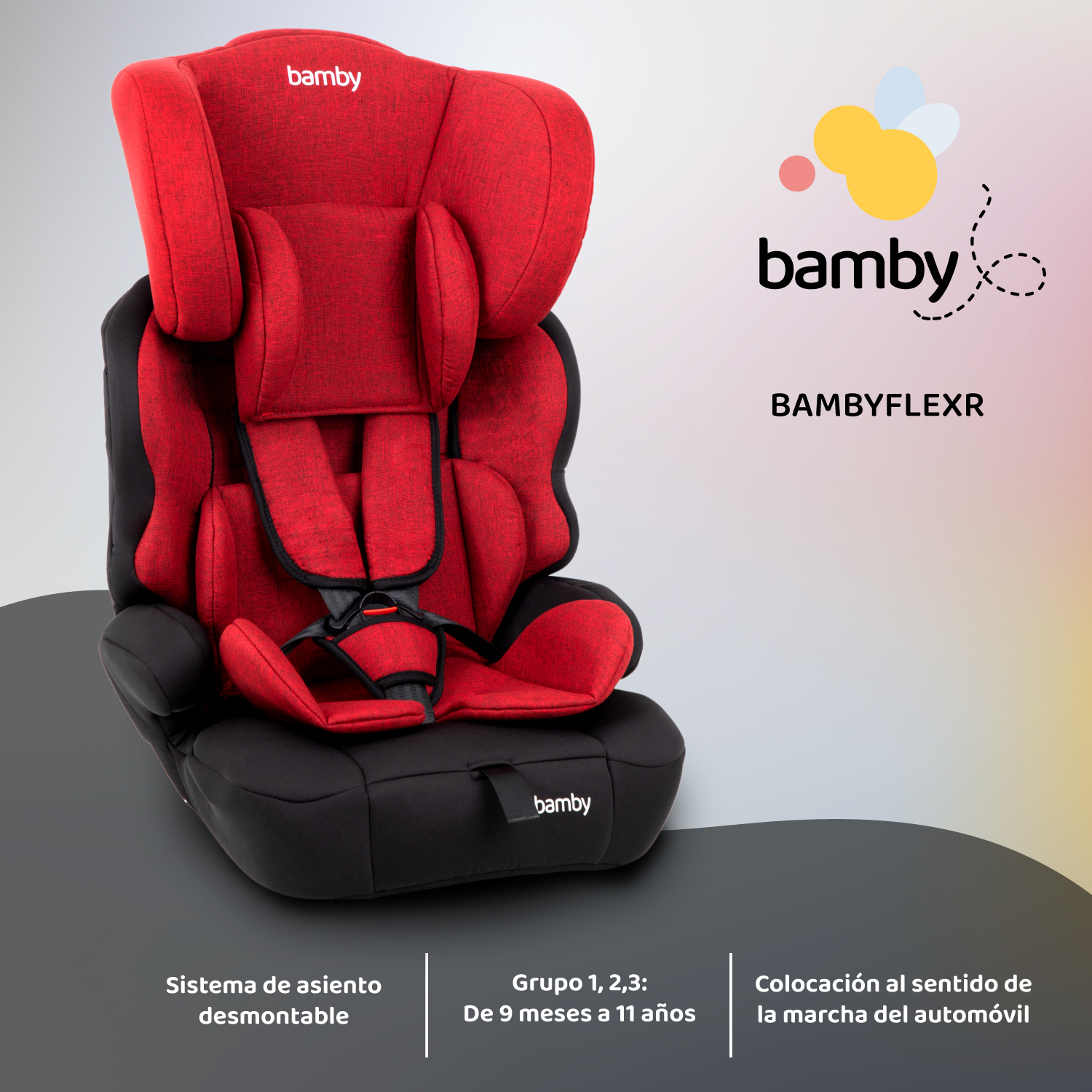 Foto 3 pulgar | Autoasiento Bamby Rojo 9 Meses a 11 Años