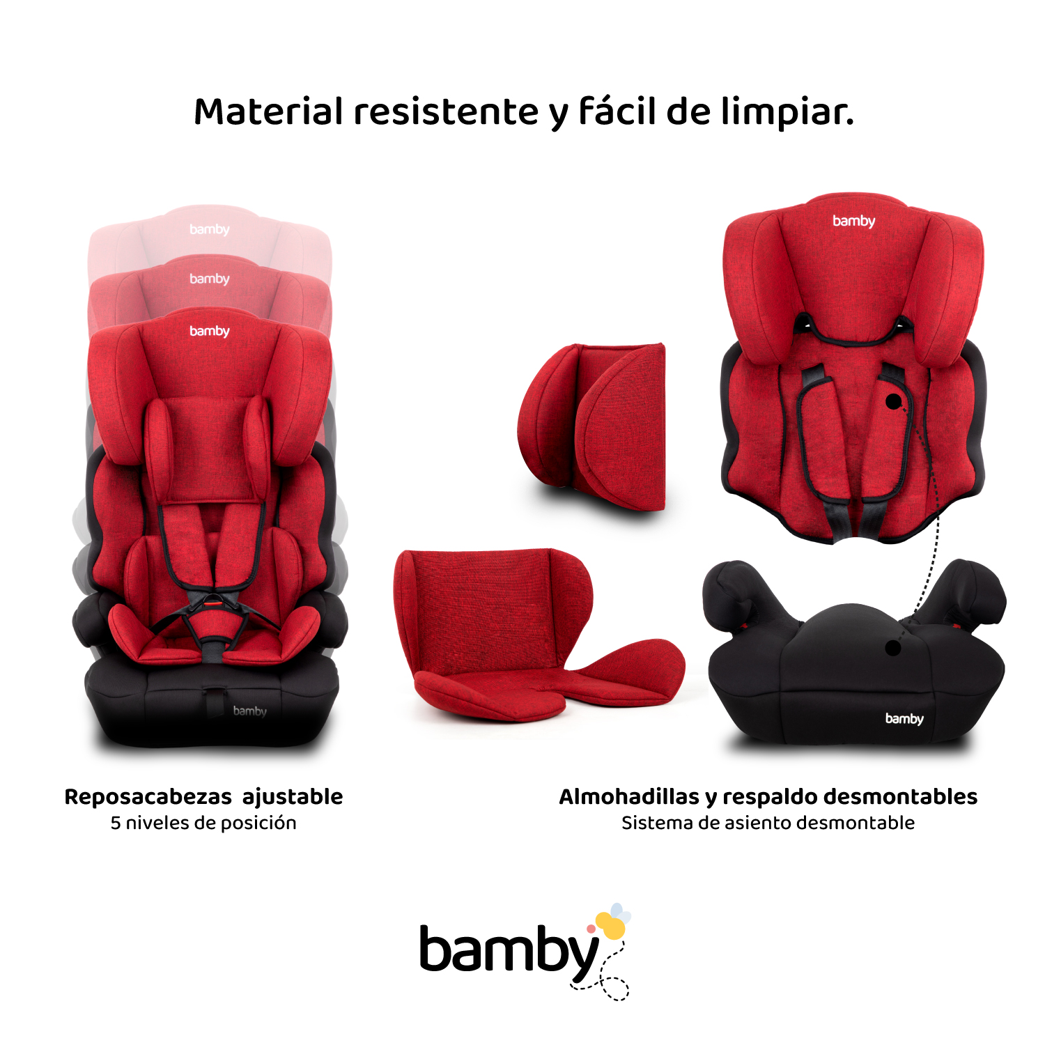 Foto 6 | Autoasiento Bamby Rojo 9 Meses a 11 Años