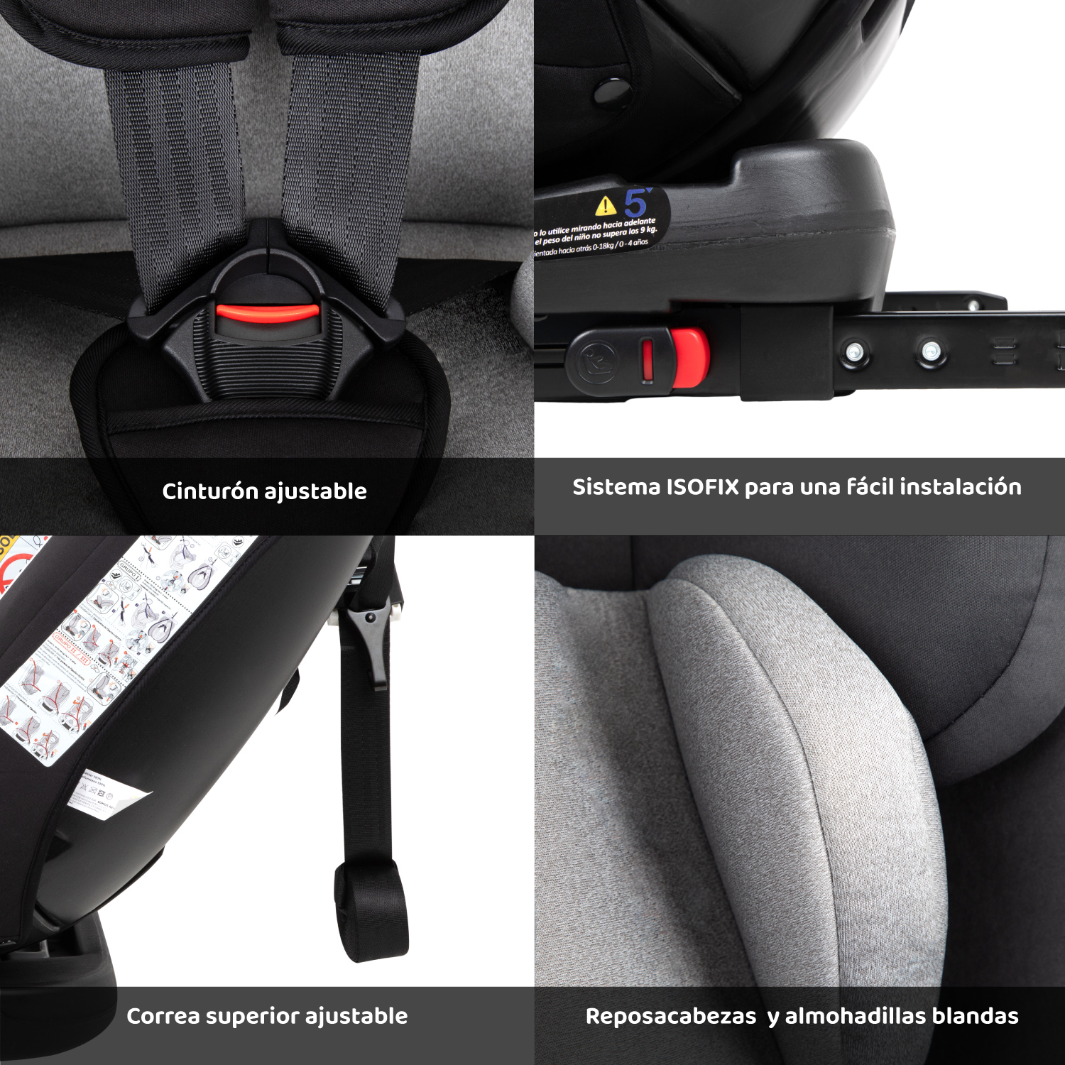 Foto 6 pulgar | Autoasiento Bamby Negro 360 con Sistema de Seguridad