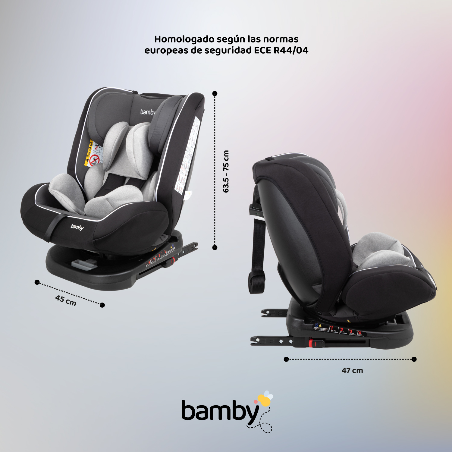 Foto 8 | Autoasiento Bamby Negro 360 con Sistema de Seguridad