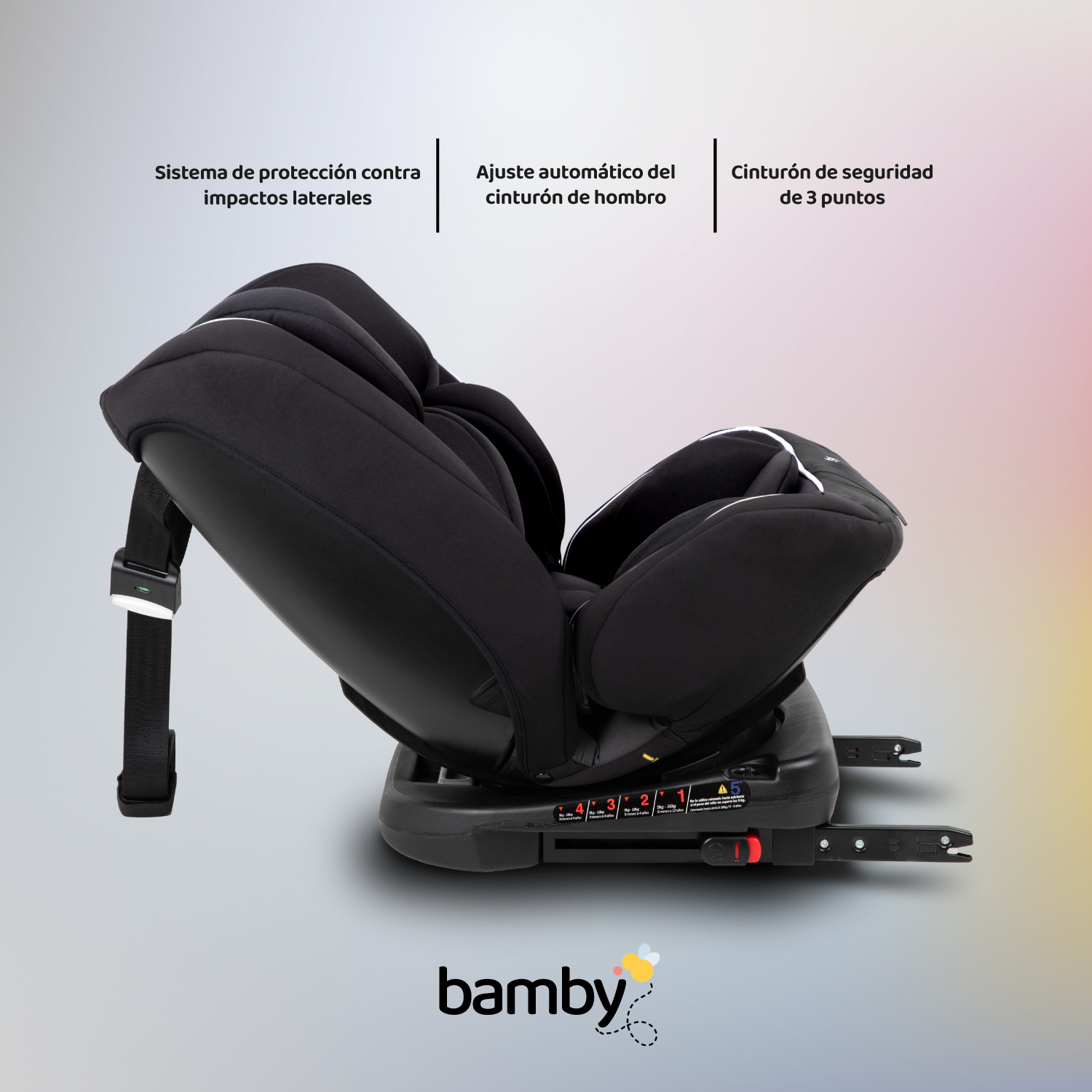 Foto 5 pulgar | Autoasiento Bamby Negro 360 con Sistema de Seguridad