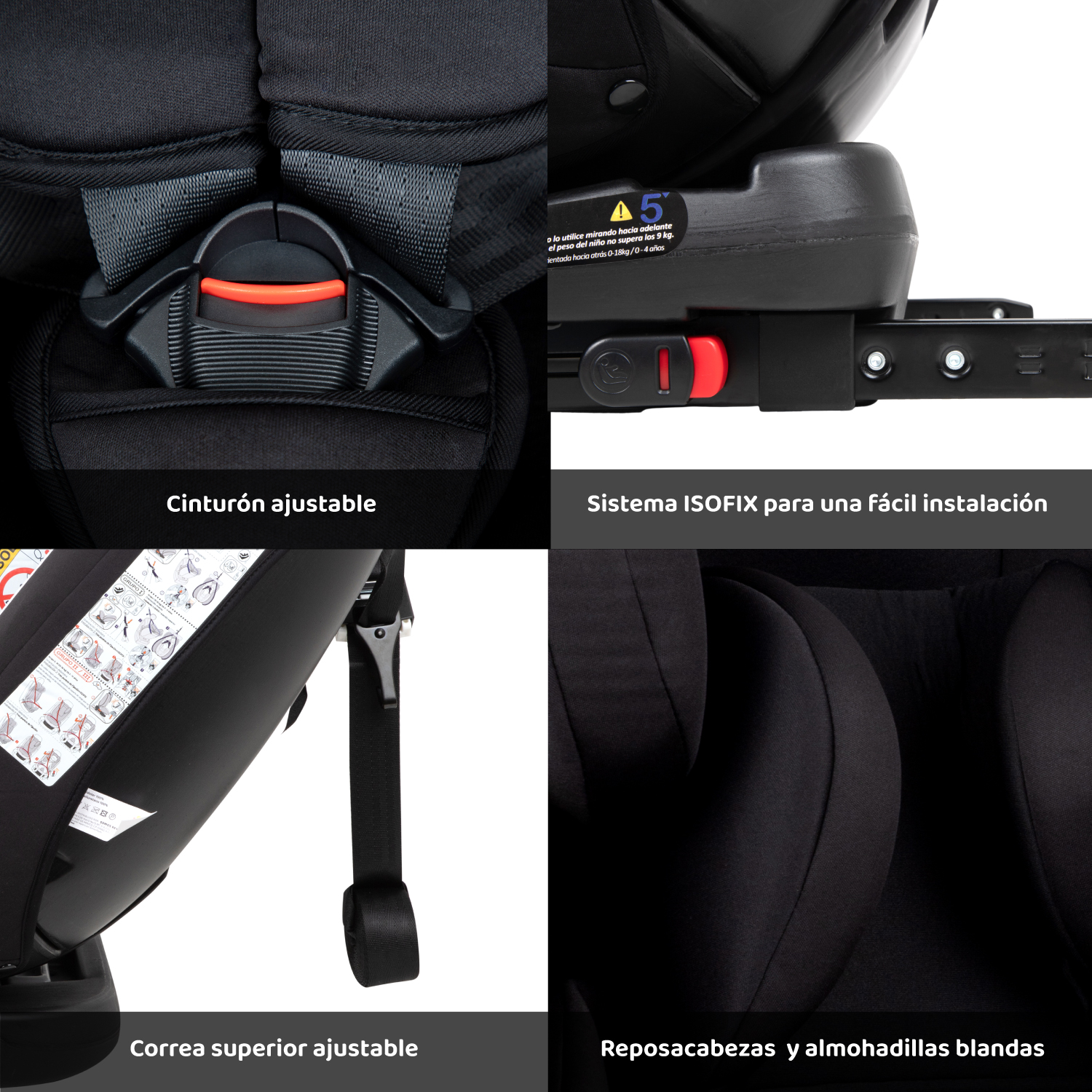 Foto 6 pulgar | Autoasiento Bamby Negro 360 con Sistema de Seguridad