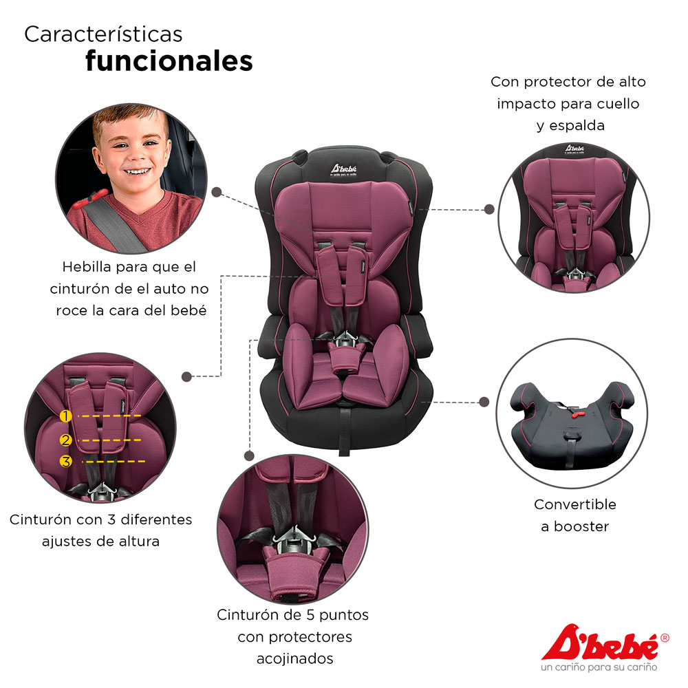 Foto 3 pulgar | Autoasiento D'bebé Maxi Rosa