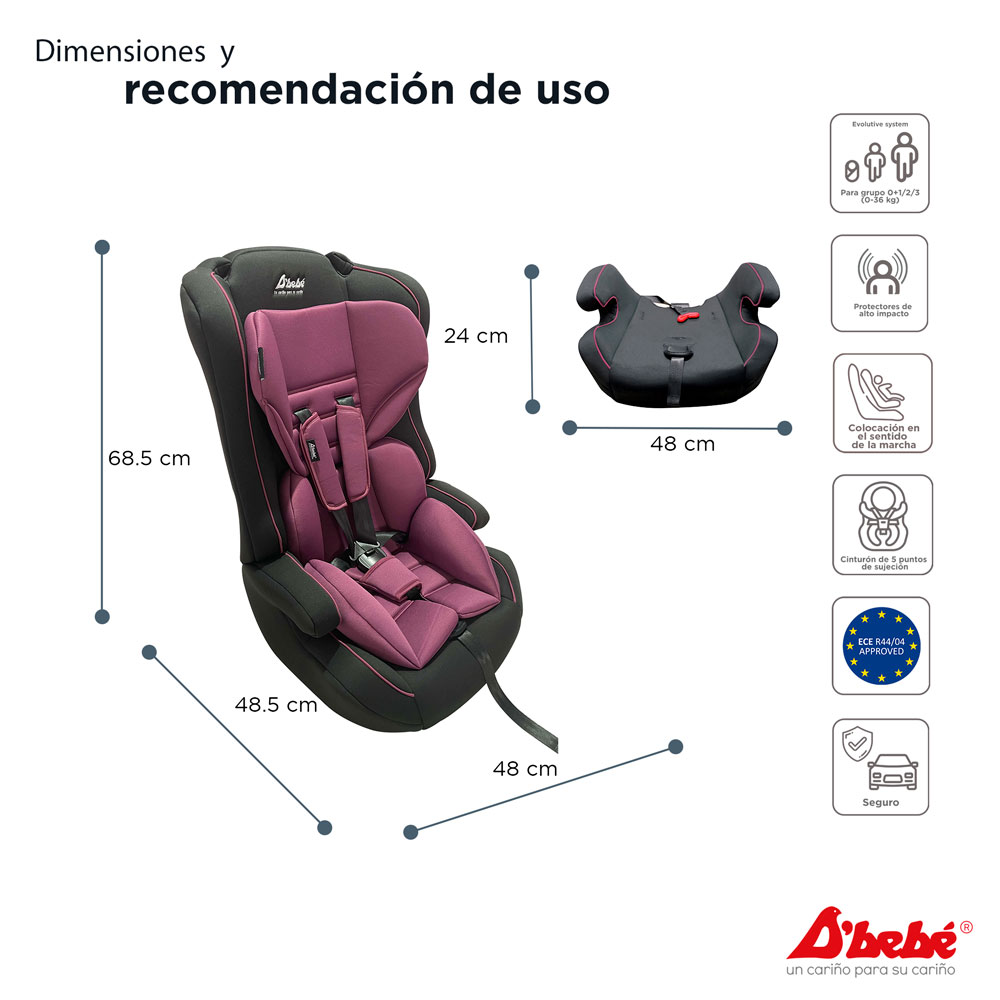 Foto 4 pulgar | Autoasiento D'bebé Maxi Rosa