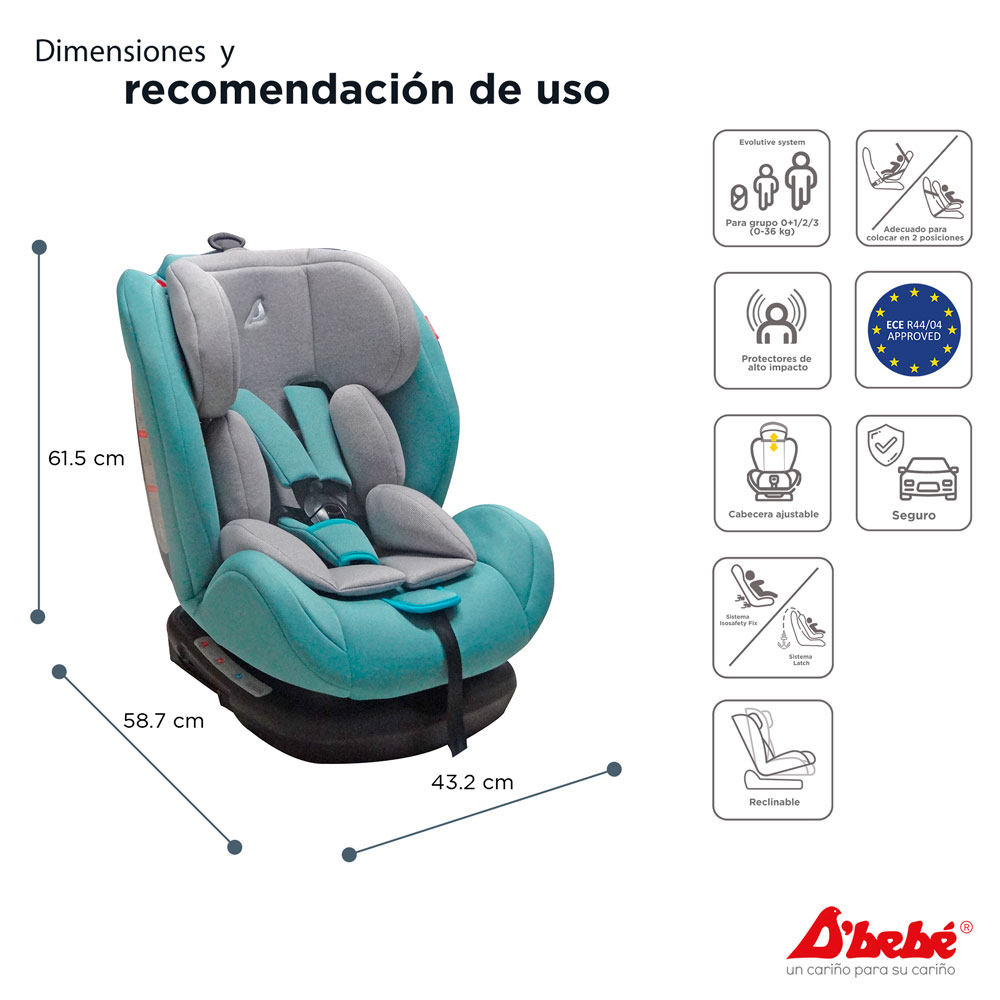 Foto 4 pulgar | Autoasiento con Isofix D'bebé Mare Travel Verde Menta