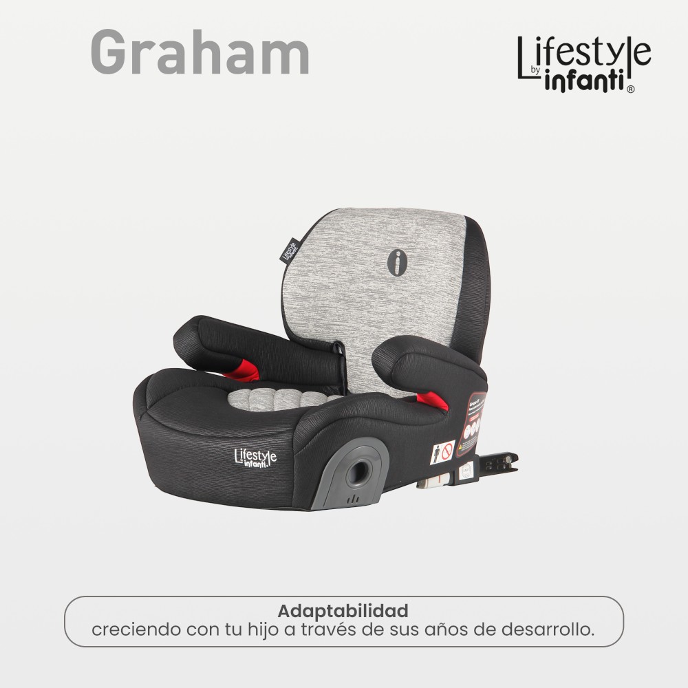 Foto 6 pulgar | Lifestyle By Infanti Autoasiento Booster Graham Con Sistema ISOFIX Gris/Negro