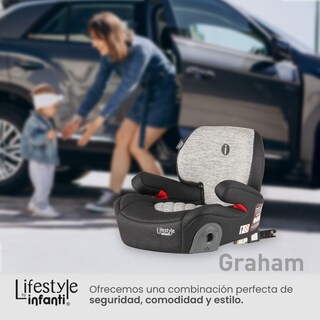 Foto 7 | Lifestyle By Infanti Autoasiento Booster Graham Con Sistema ISOFIX Gris/Negro