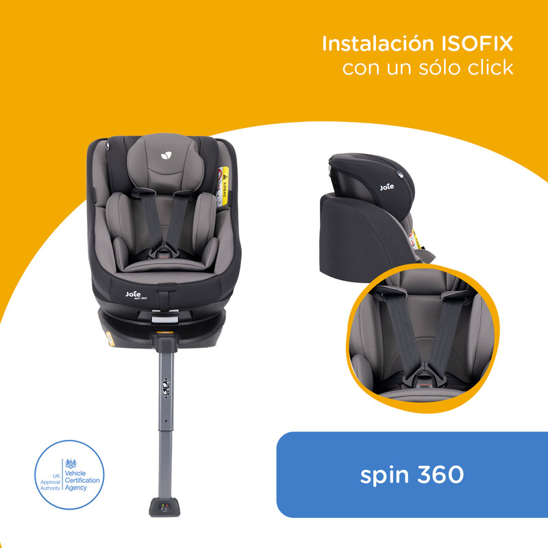 Foto 3 pulgar | Joie Autoasiento Para Bebe Spin 360 Silla Seguridad Asiento