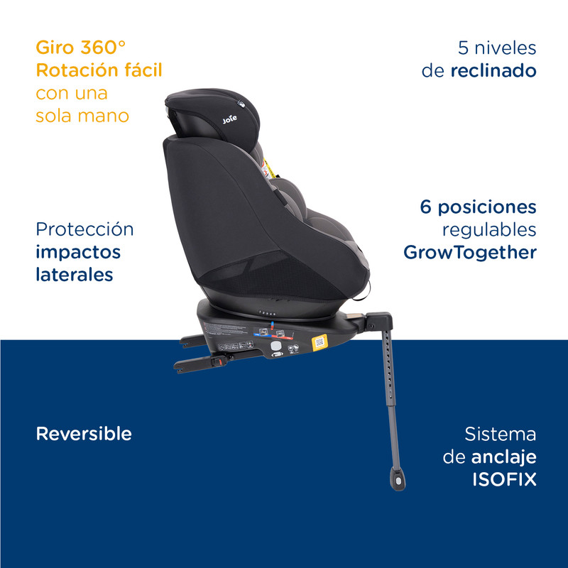 Foto 9 pulgar | Joie Autoasiento Para Bebe Spin 360 Silla Seguridad Asiento