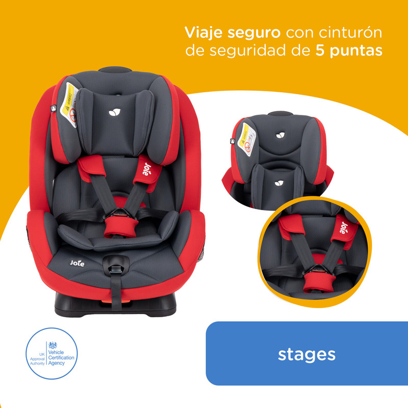 Foto 3 pulgar | Autoasiento Bebe Joie Stages Silla Expandible Carro 3 En 1 Rojo