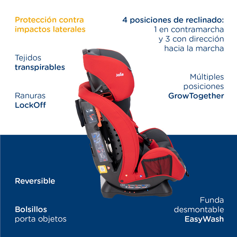 Foto 7 | Autoasiento Bebe Joie Stages Silla Expandible Carro 3 En 1 Rojo