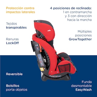 Foto 7 | Autoasiento Bebe Joie Stages Silla Expandible Carro 3 En 1 Rojo