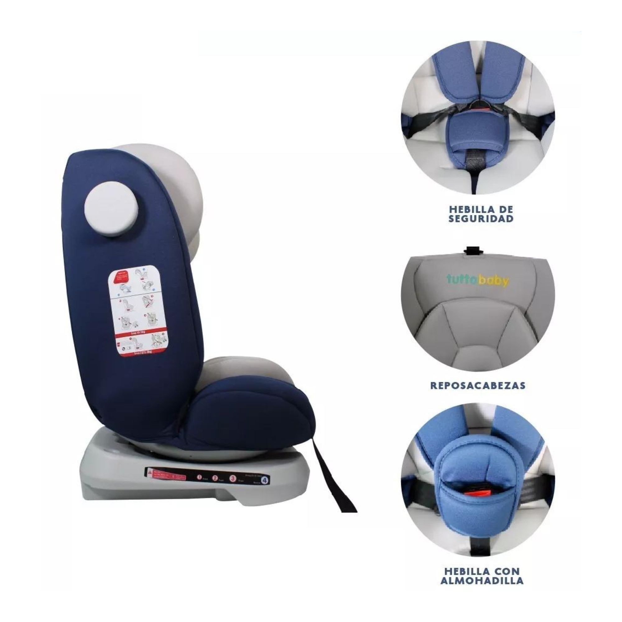 Foto 4 pulgar | Autoasiento Para Bebé Tutto Baby Azul