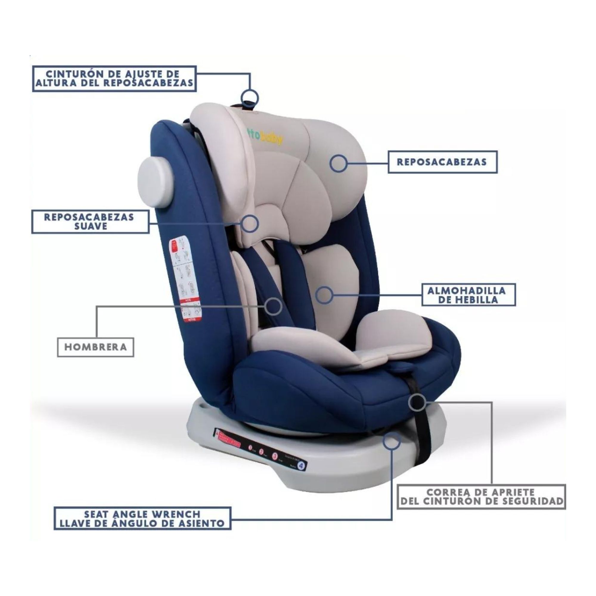 Foto 5 pulgar | Autoasiento Para Bebé Tutto Baby Azul