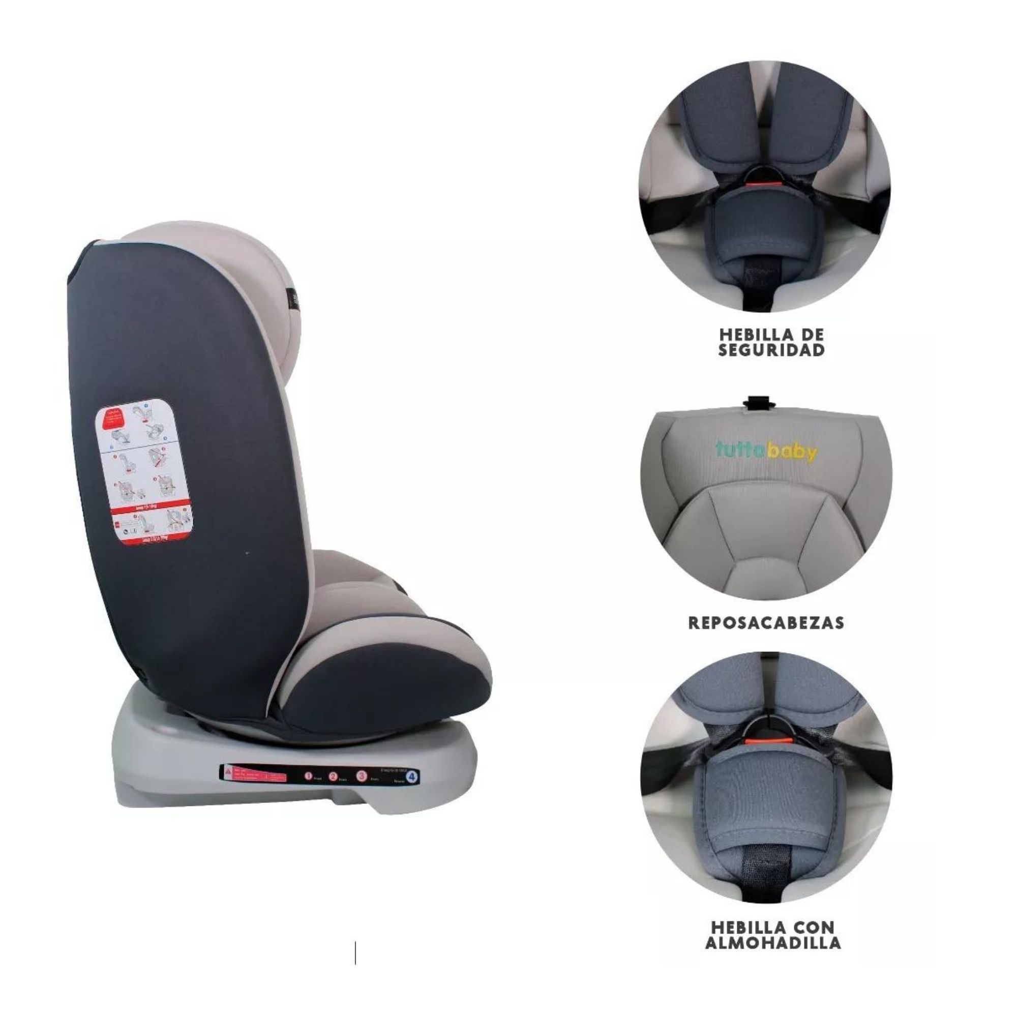 Foto 4 pulgar | Autoasiento Para Bebé Tutto Baby Gris