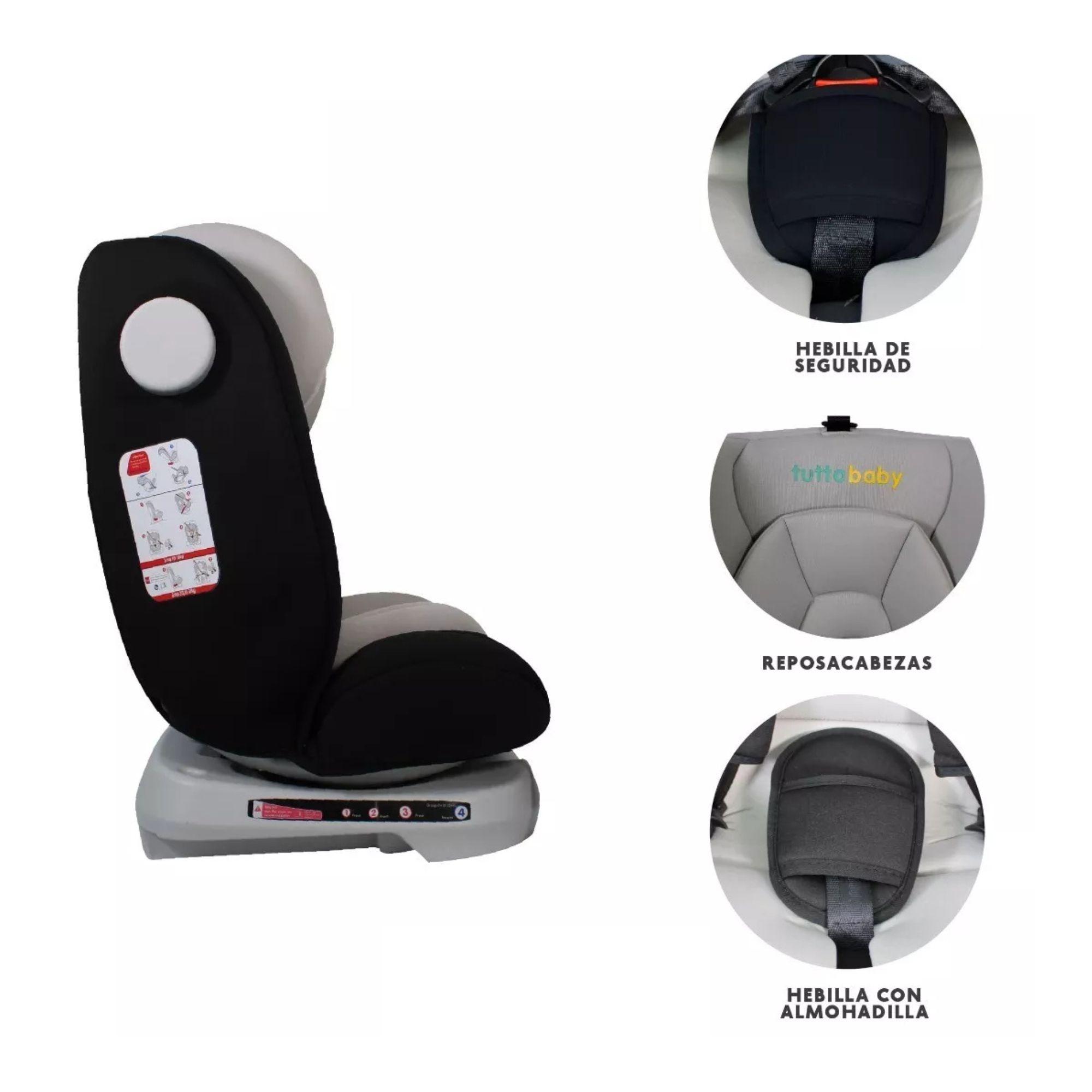 Foto 4 pulgar | Autoasiento Para Bebé Tutto Baby Negro