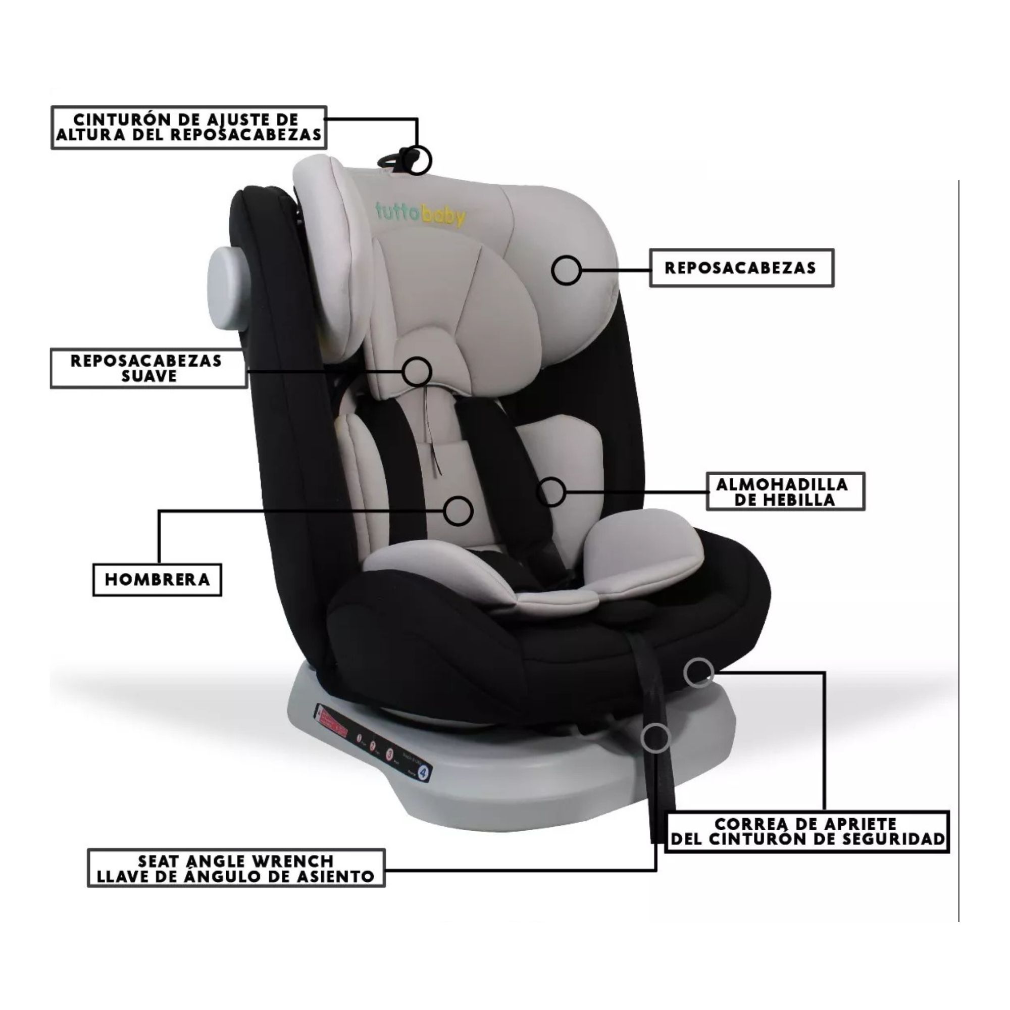 Foto 5 pulgar | Autoasiento Para Bebé Tutto Baby Negro