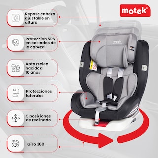 Foto 4 | Autoasiento Bebe Motek Raf Race Isofix Latch 0-36kg Giro 360