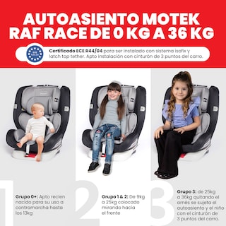 Foto 6 | Autoasiento Bebe Motek Raf Race Isofix Latch 0-36kg Giro 360