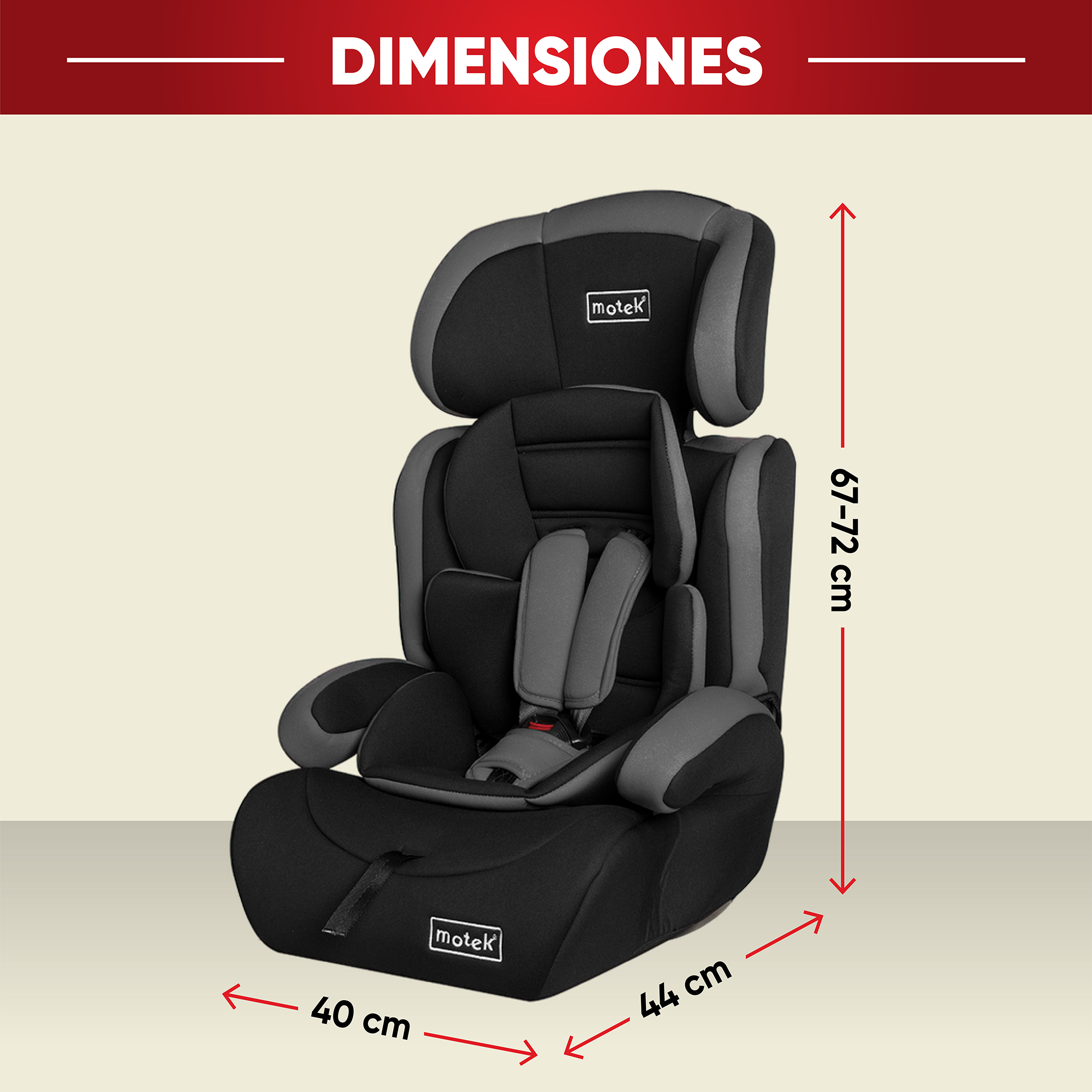 Foto 6 pulgar | Autoasiento Silla Booster Motek Benjo de Carro 9 a 36 kg para Bebé