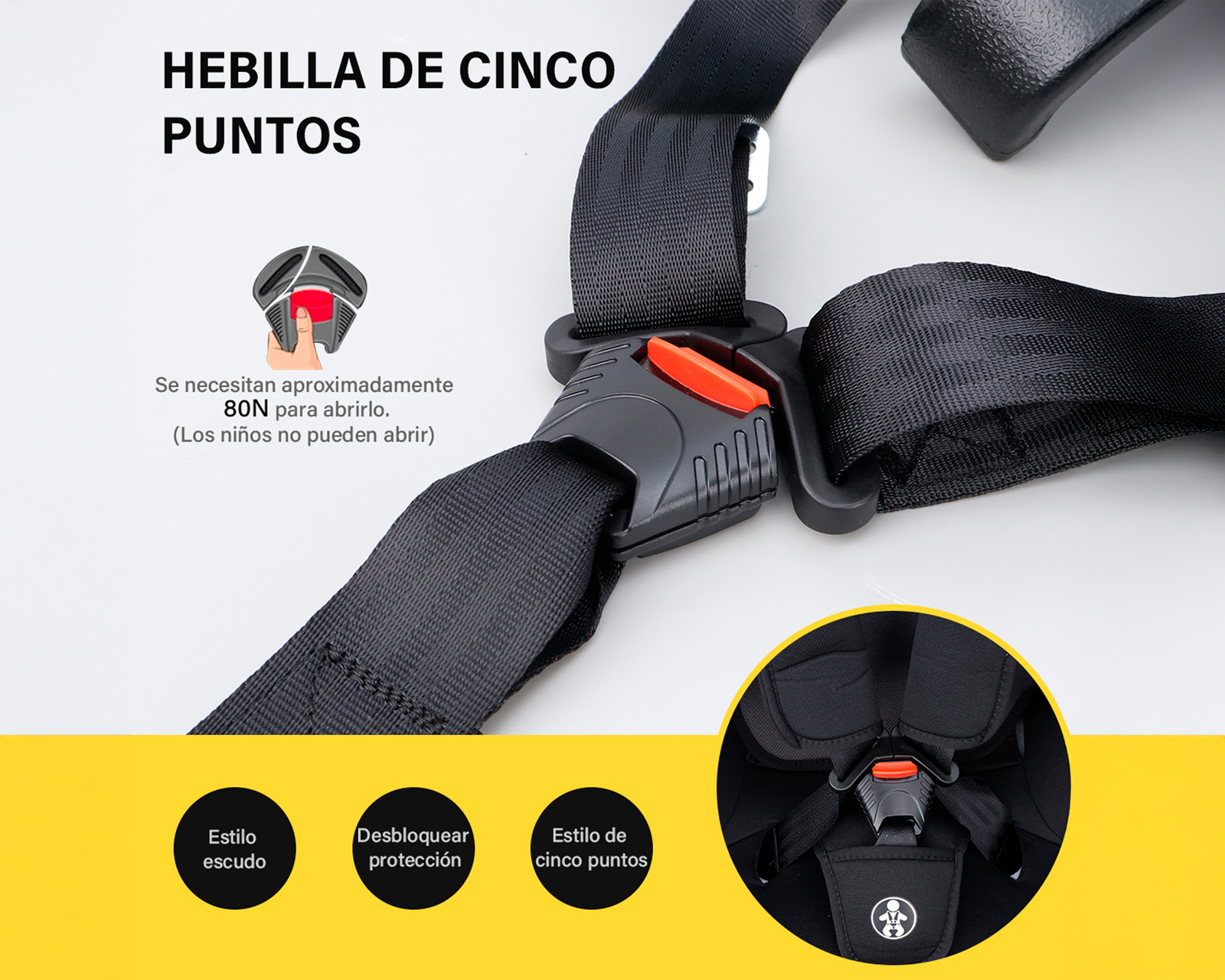 Foto 9 pulgar | Autoasiento Booster Infantil Espalda Alta 6 A 12 Años Color Negro Basitex
