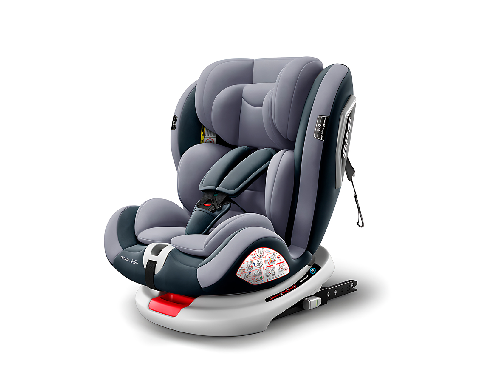 Foto 2 | Autoasiento Bebé 360° Isofix 0 A 12 Años Asiento Para Coche Color Gris Basitex
