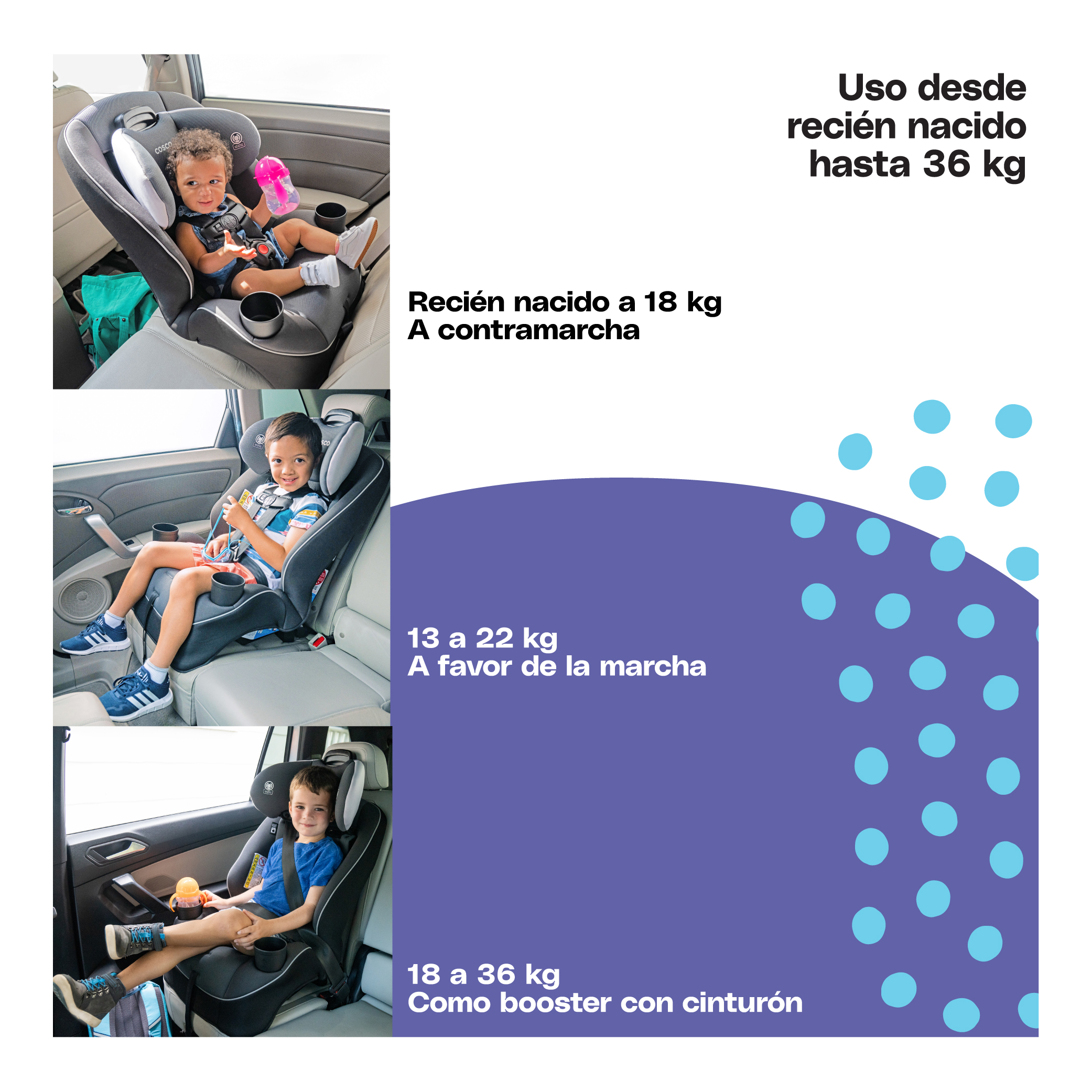 Foto 2 | Cosco Autoasiento Convertible Easy Elite All In One, Sleet
