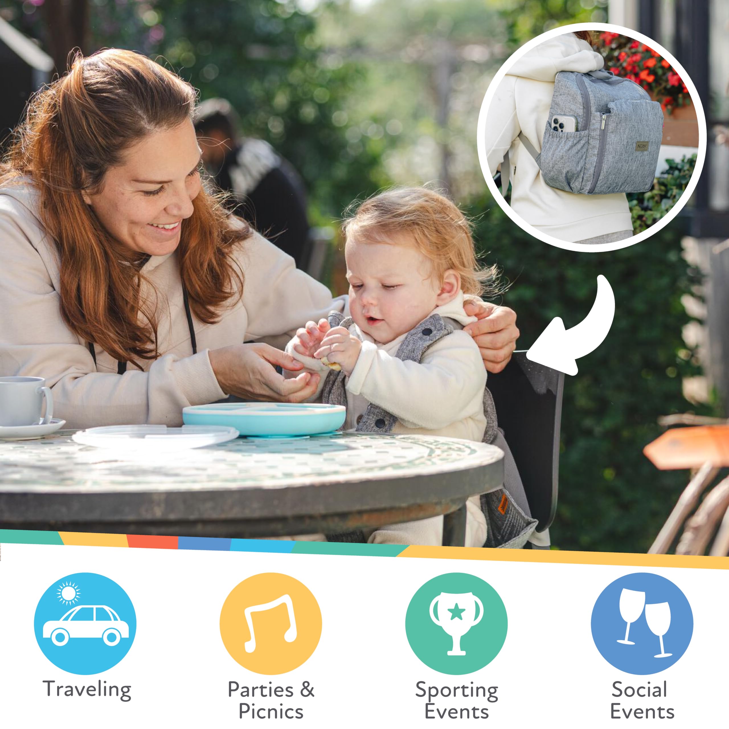 Foto 2 | Mochila Booster Seat Nuby Easy Go 2 En 1 Con Arnés De 5 Puntos - Venta Internacional.