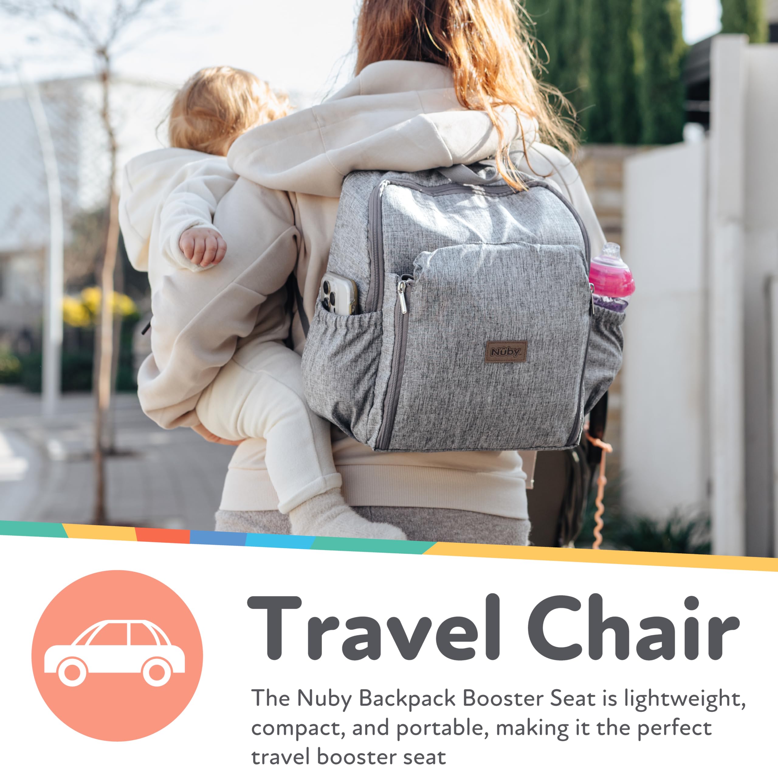 Foto 3 | Mochila Booster Seat Nuby Easy Go 2 En 1 Con Arnés De 5 Puntos - Venta Internacional.