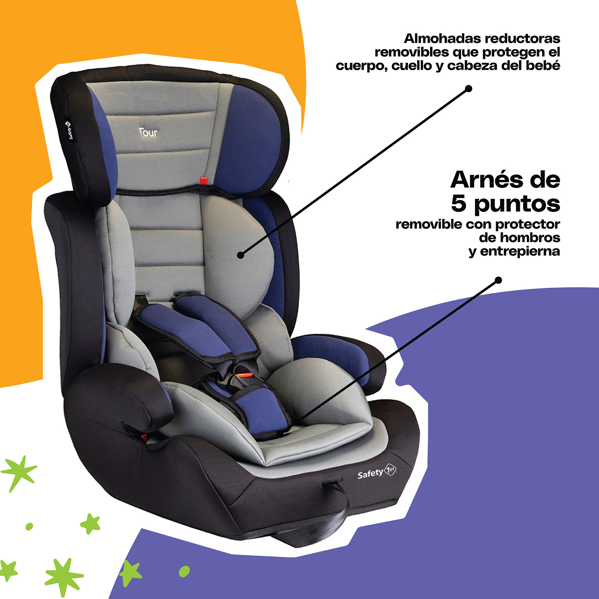 Foto 5 pulgar | Cosco Autoasiento Booster Tour Gris/azul