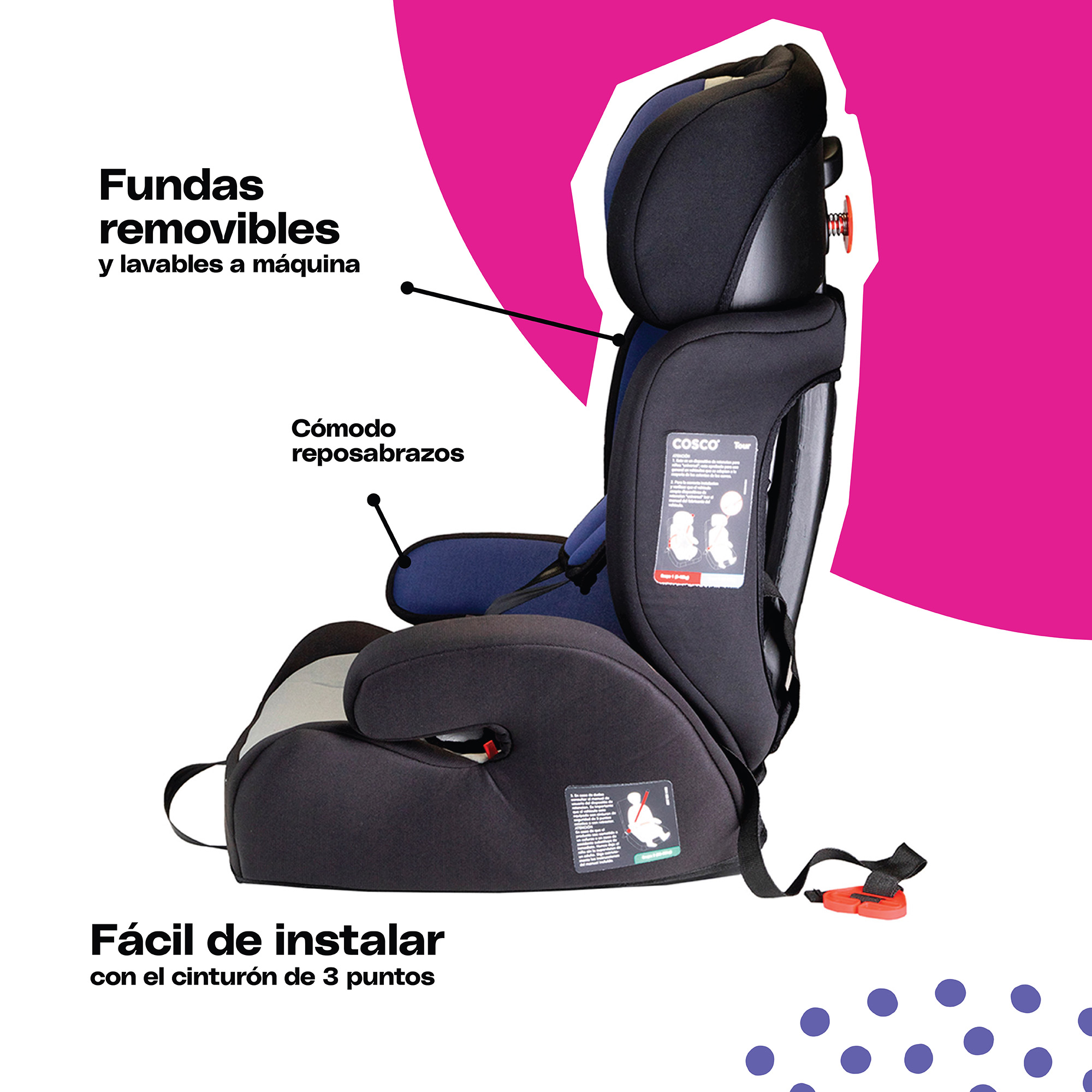 Foto 8 pulgar | Cosco Autoasiento Booster Tour Gris/azul