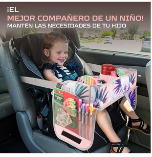 Foto 4 | Mesa Multifuncional Para Coche Con Bandeja De Viaje Niños Rosa
