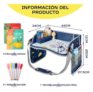 Foto 2 | Mesa Multifuncional Para Coche Con Bandeja De Viaje Niños Color Azul