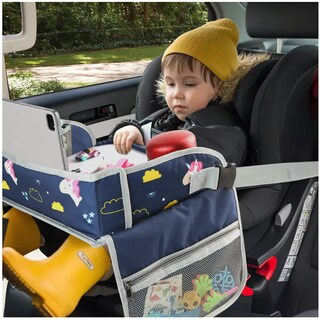 Foto 4 | Mesa Multifuncional Para Coche Con Bandeja De Viaje Niños Color Azul