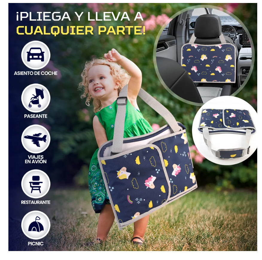Foto 6 pulgar | Mesa Multifuncional Para Coche Con Bandeja De Viaje Niños Color Azul