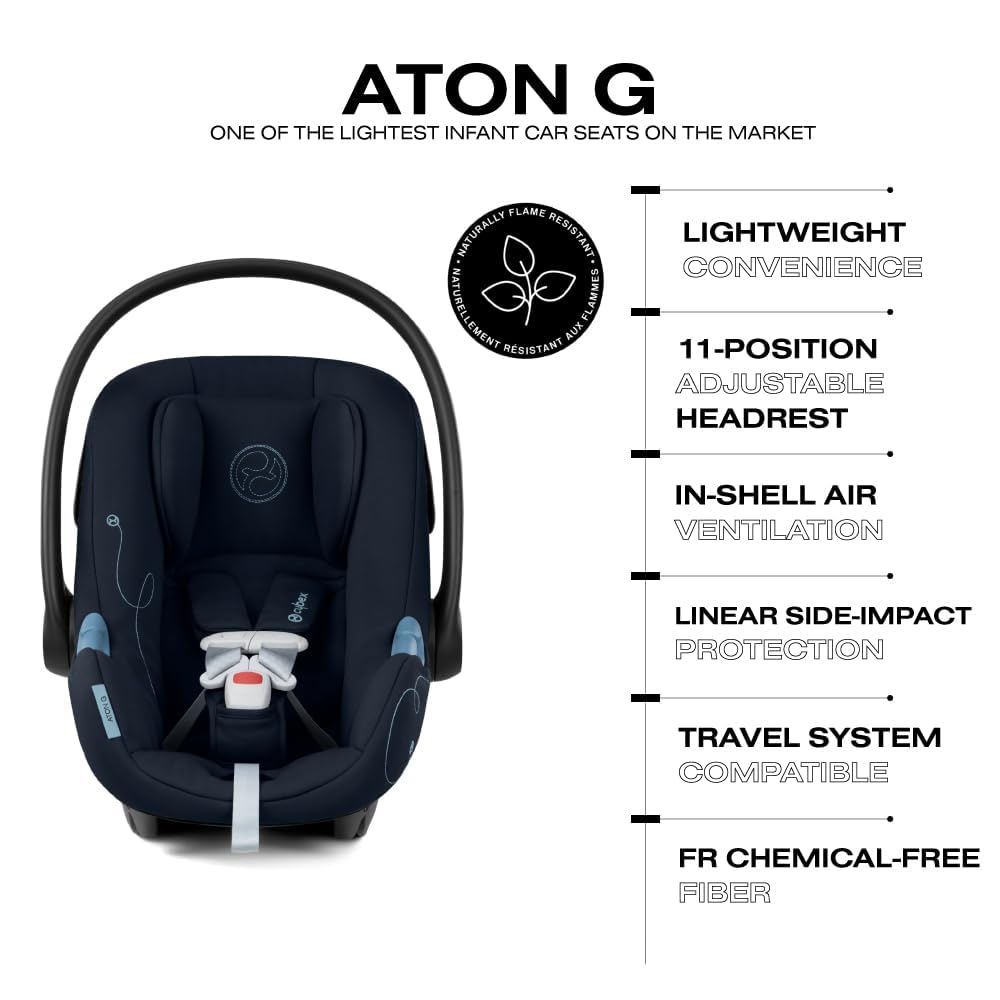Foto 6 pulgar | Asiento De Coche Infantil Cybex Aton G Con Impacto Lateral Lineal Azul Océano - Venta Internacional.